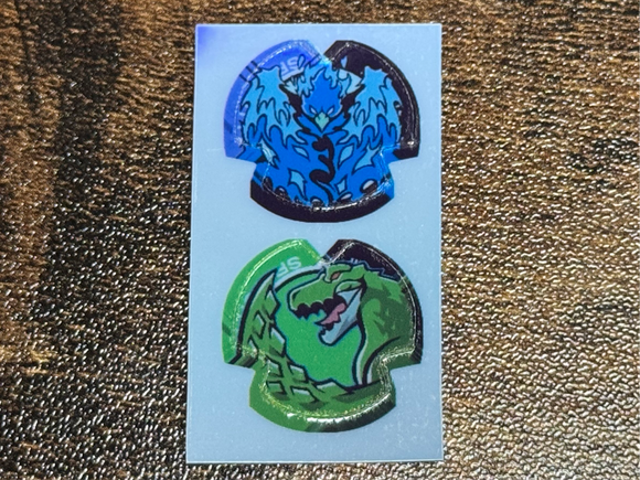 Alternate Art UX Foil Gear Chip Sticker Pack Wave 2 Green Tyranno & Blue Phoenix